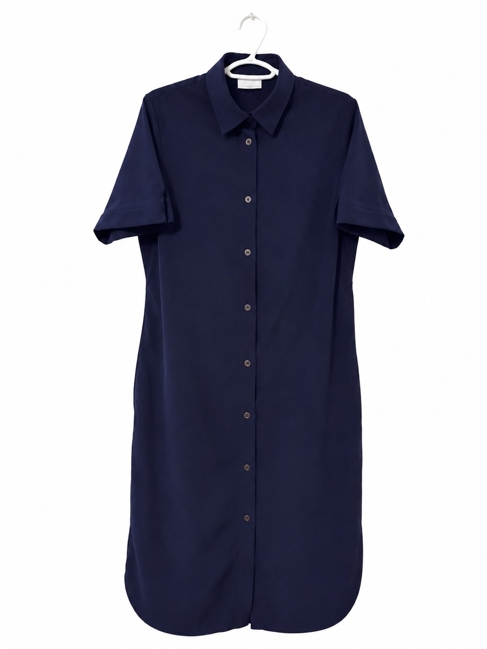 Columbia Navy Short-Sleeve Button-Front Midi Dress